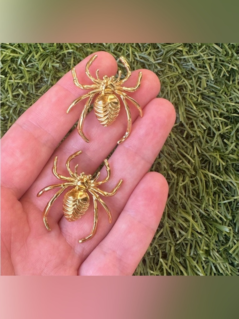 Gold Spider Statement Earrings - Women Jewelry - Picture 2 of 2